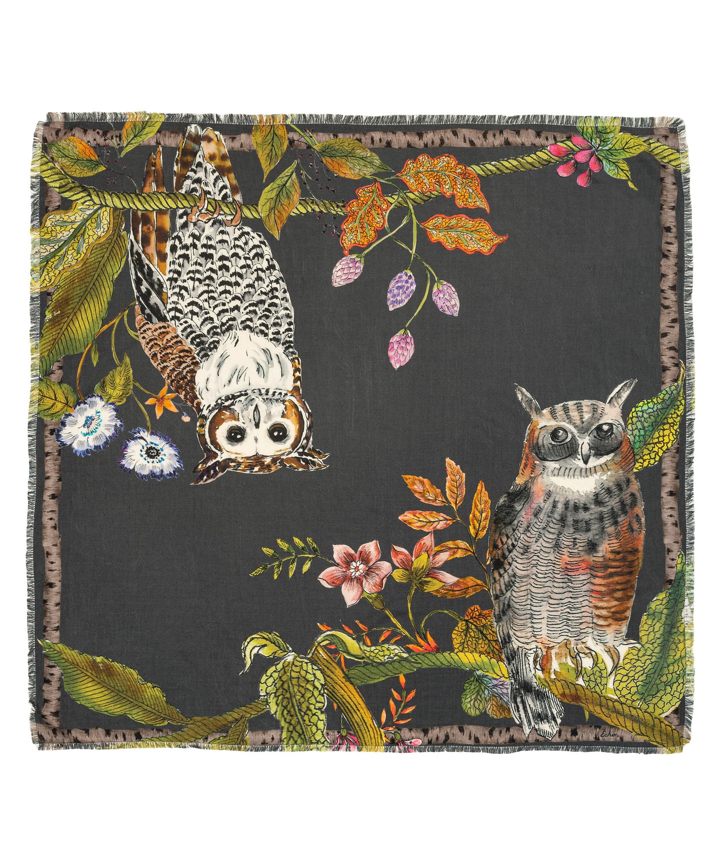 Hoot Hoot Square in color Charcoal