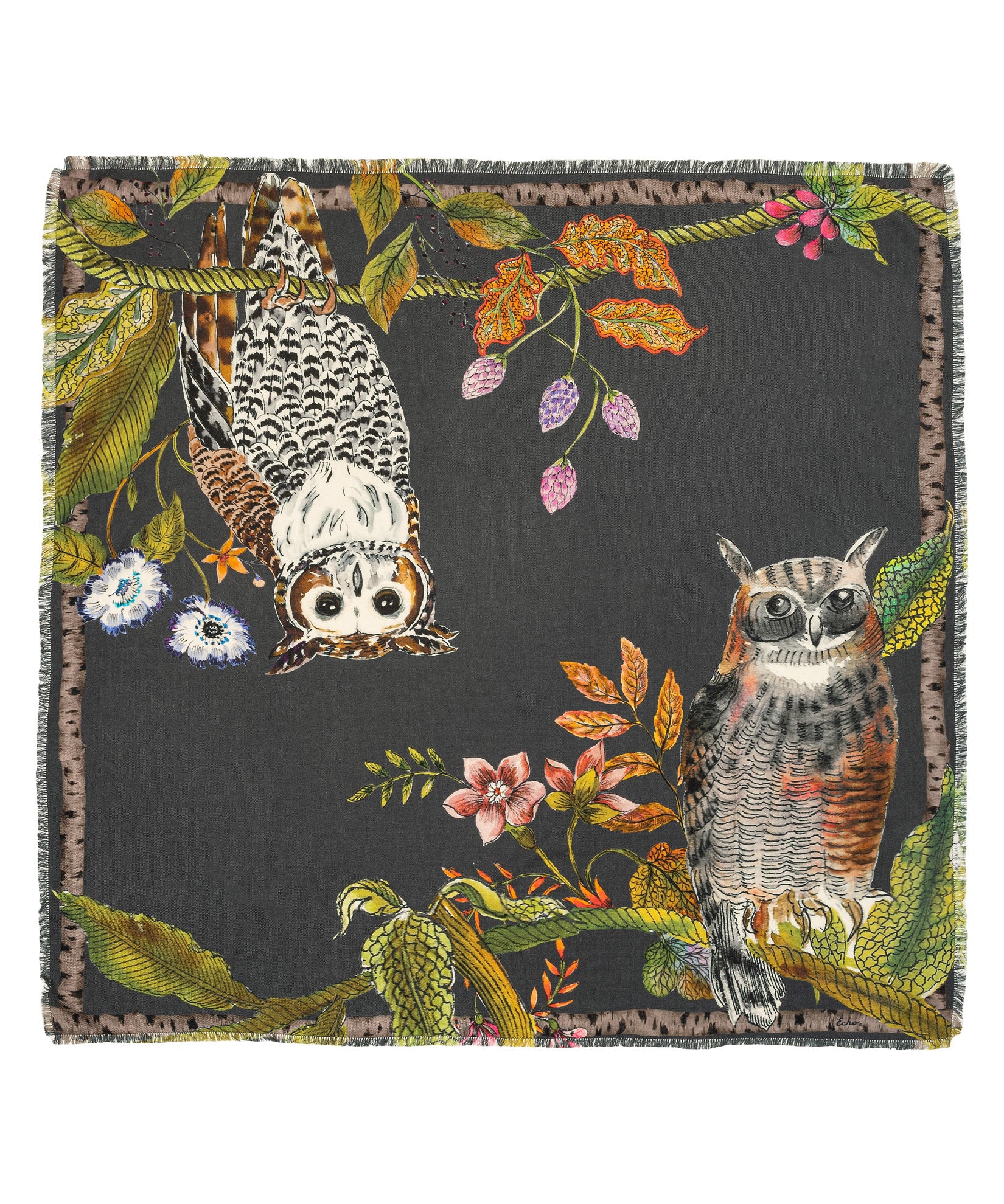Hoot Hoot Square in color Charcoal