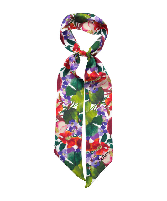 Paradise Floral Mini Scarf in white