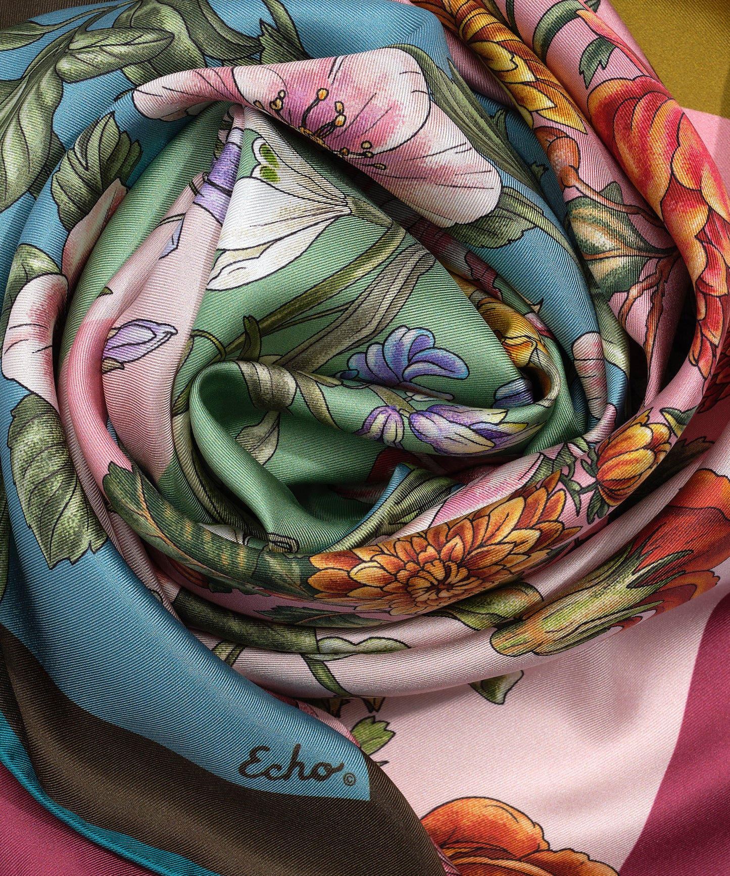 The Seasons 35" Silk Square Scarf in color multi