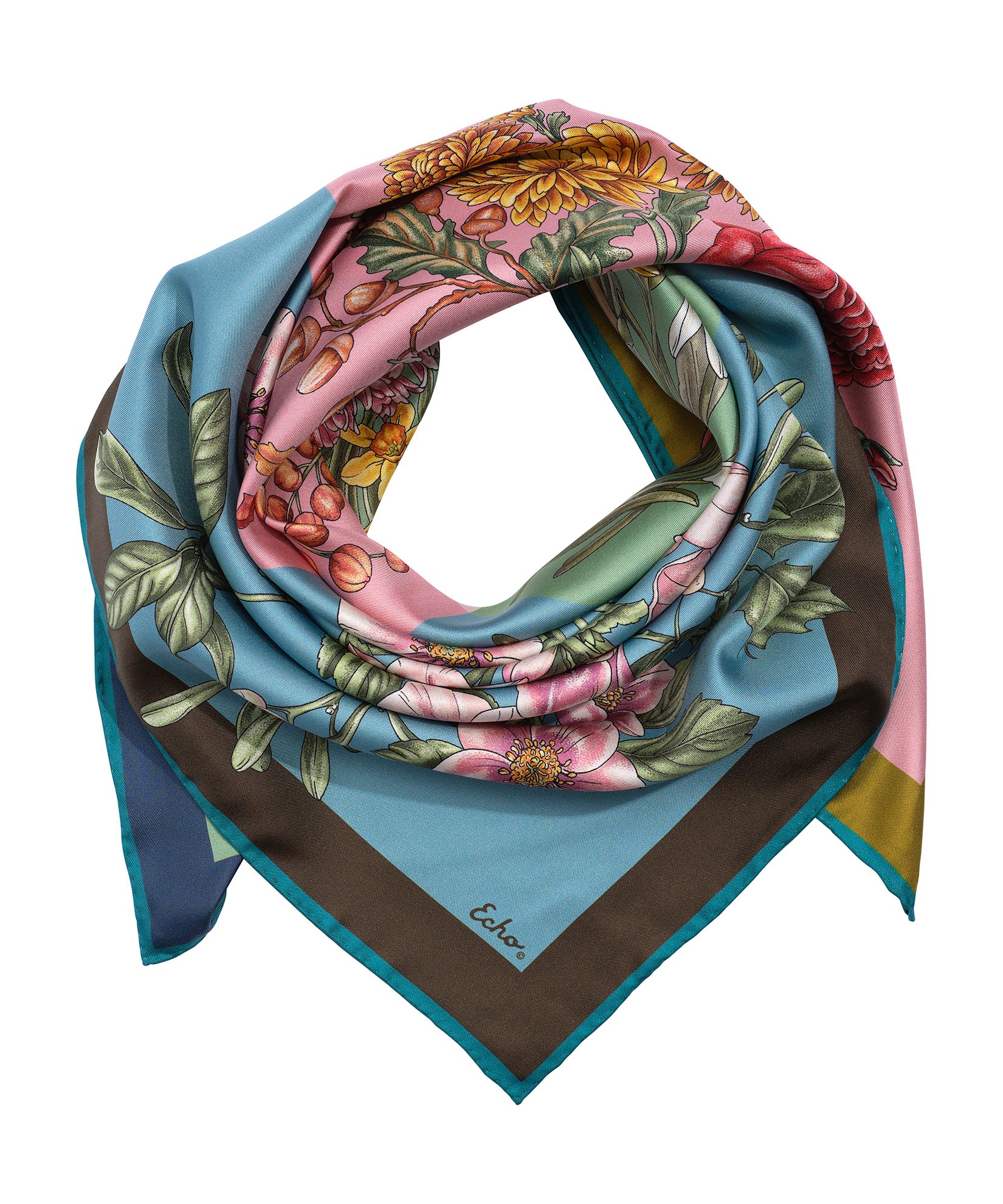 The Seasons 35" Silk Square Scarf in color multi