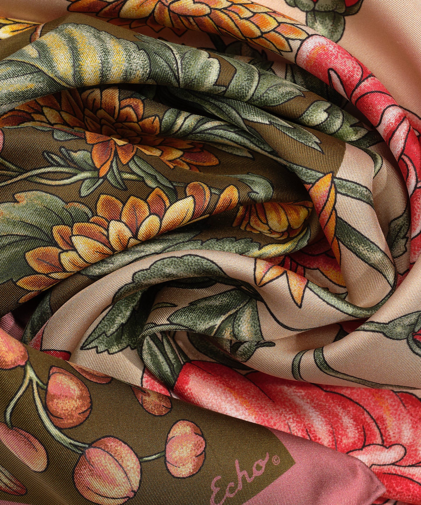 The Seasons Fall Silk Bandana in color multi