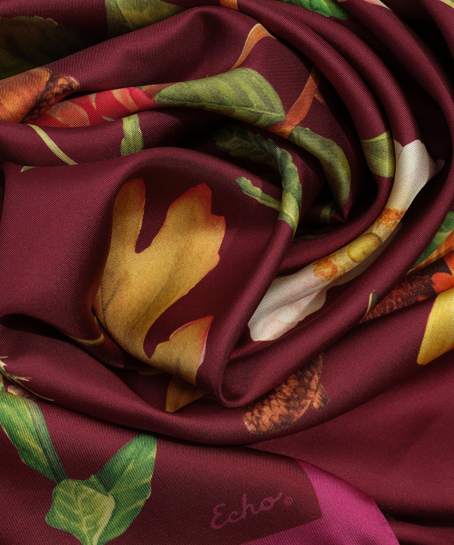 The Botanists 35" Silk Square Scarf in color fig