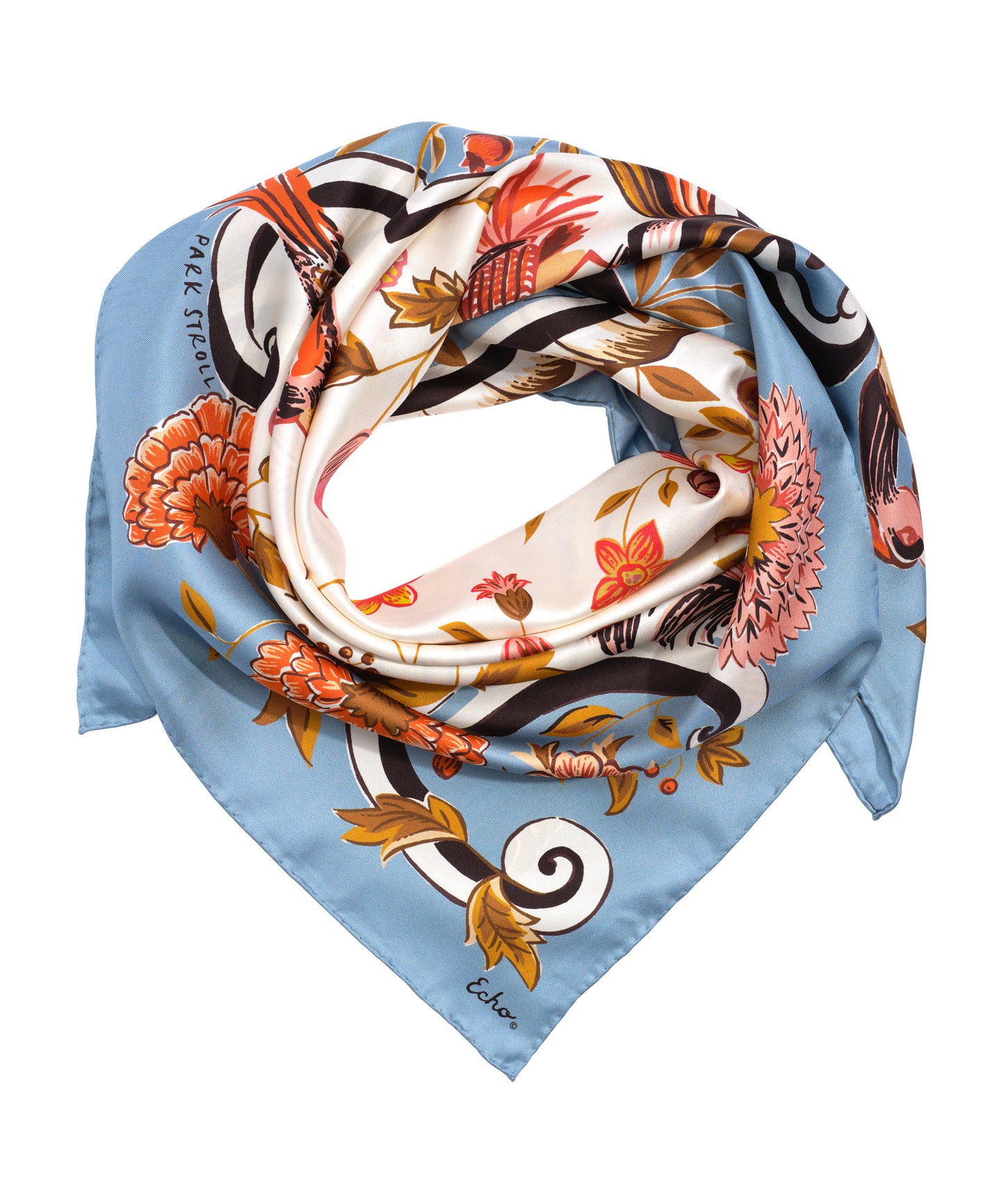 Park Stroll 35" Silk Square Scarf in color french blue