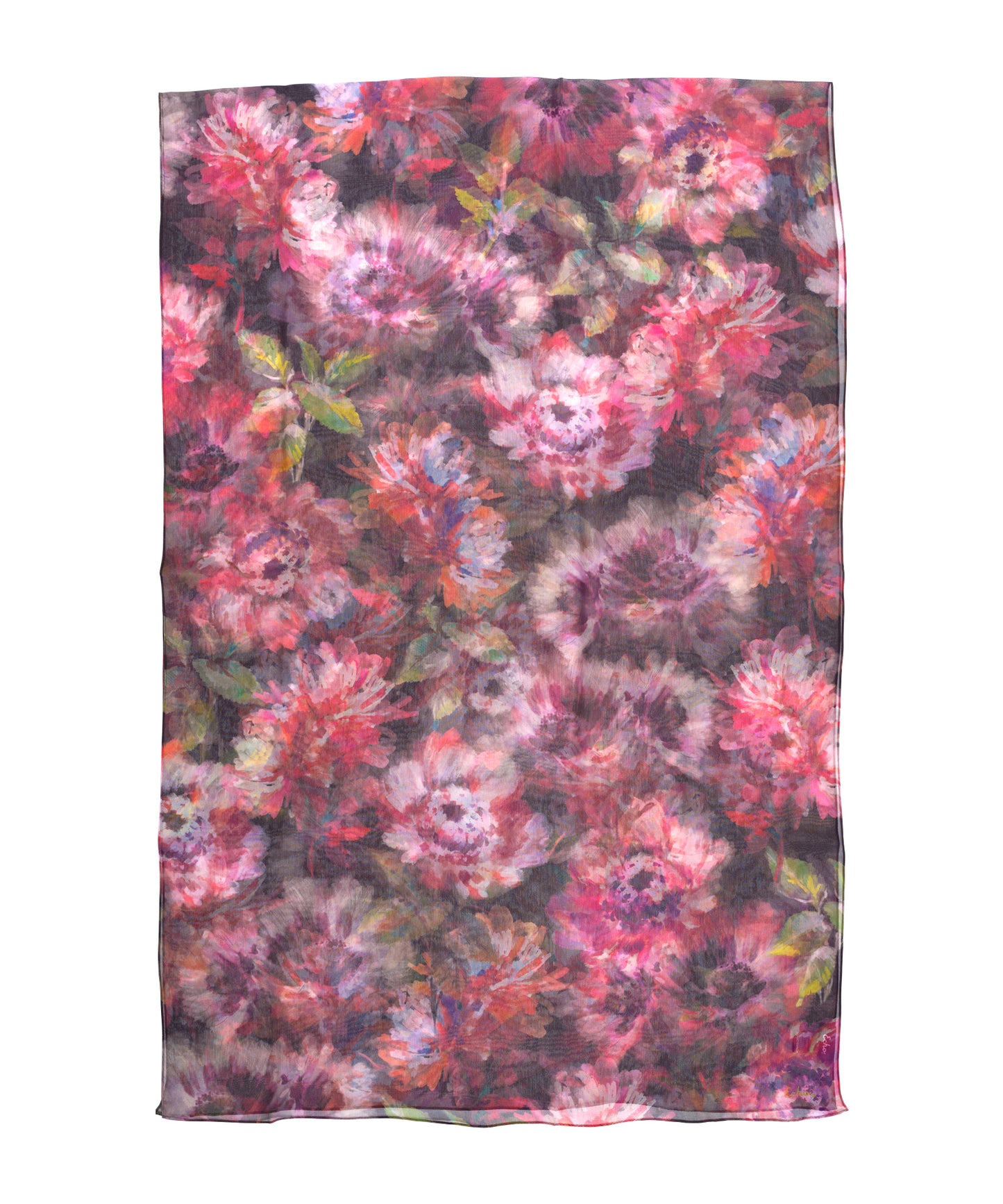 Hazy Floral Crinkle Wrap in color black