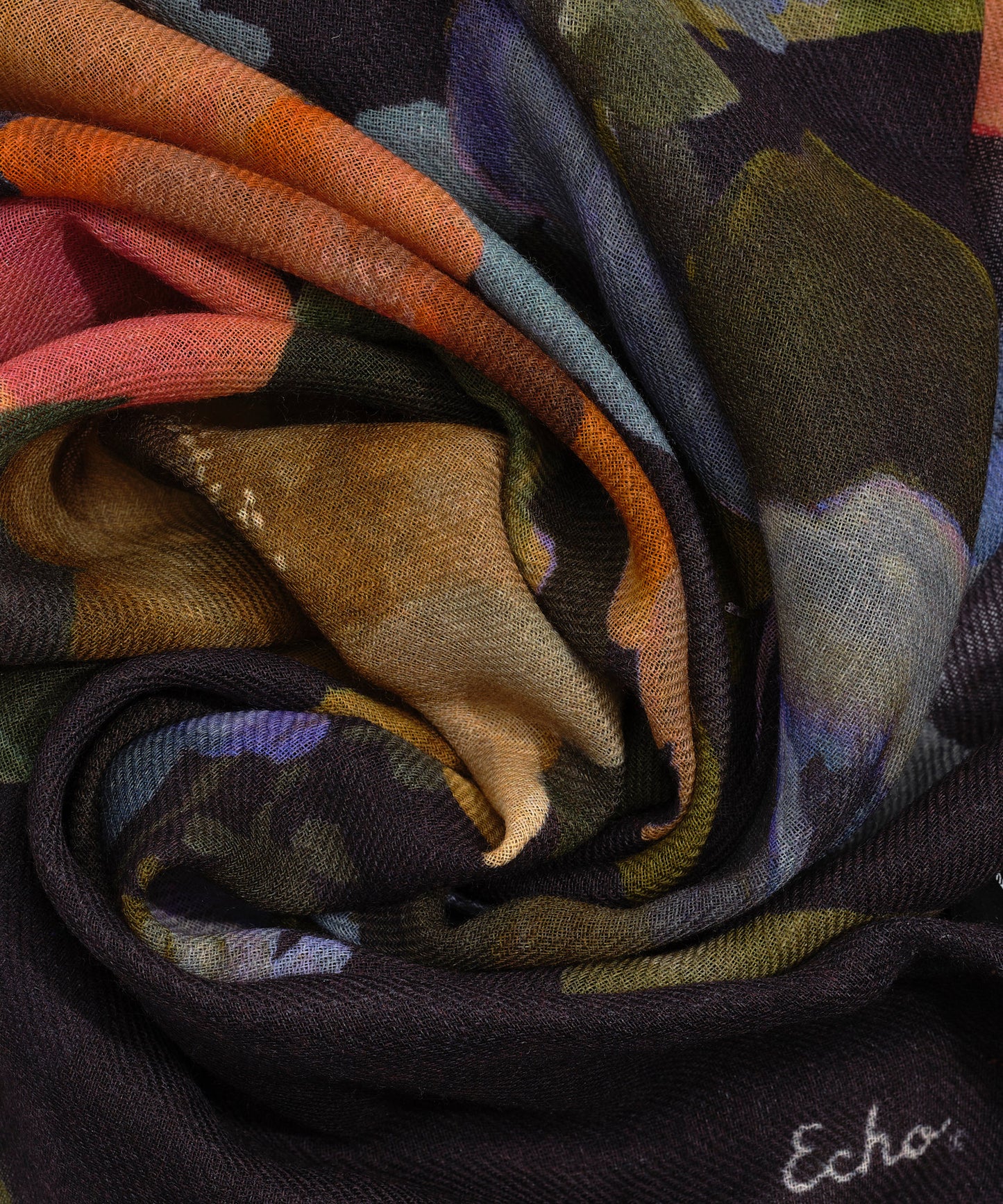 Painted Floral Wrap in color navy