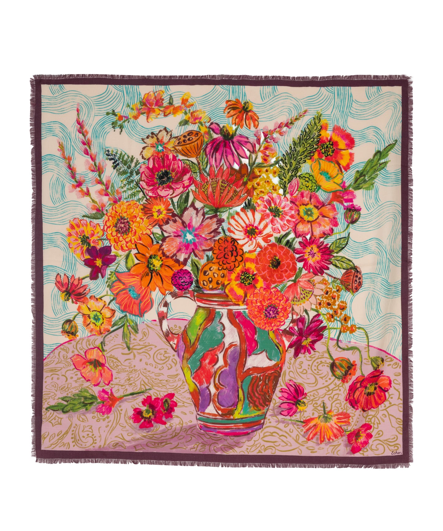 Dusk Bouquet Oversized Square in color fig