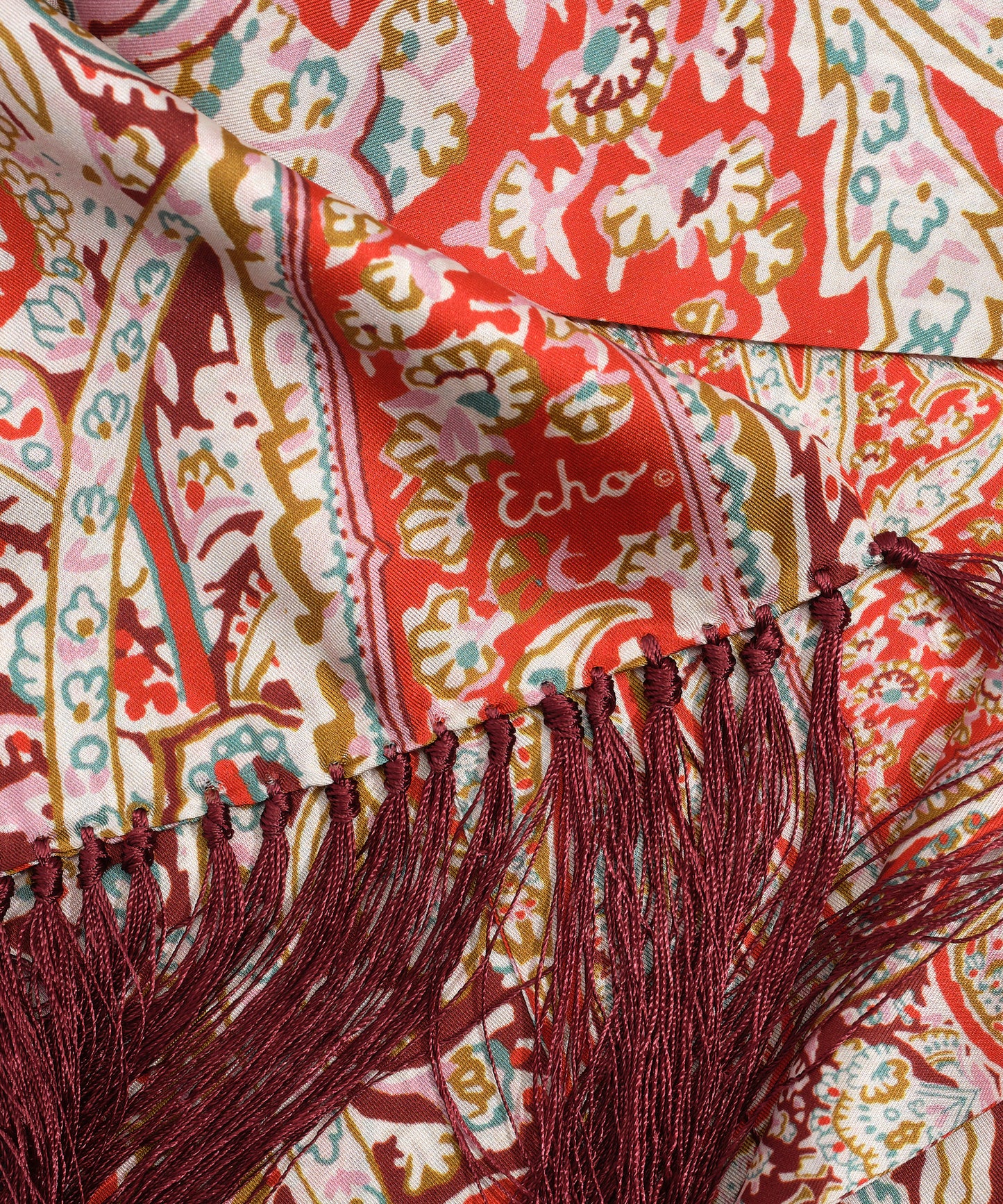 Paisley Tubular Fringe Scarf in color multi