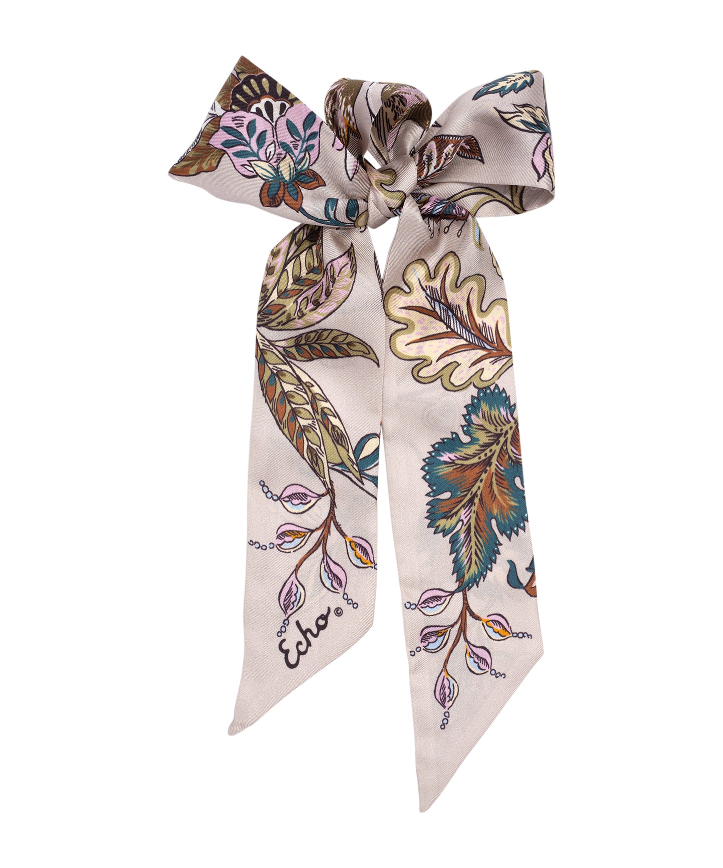 Falling Leaves Ribbon Scarf in color silver