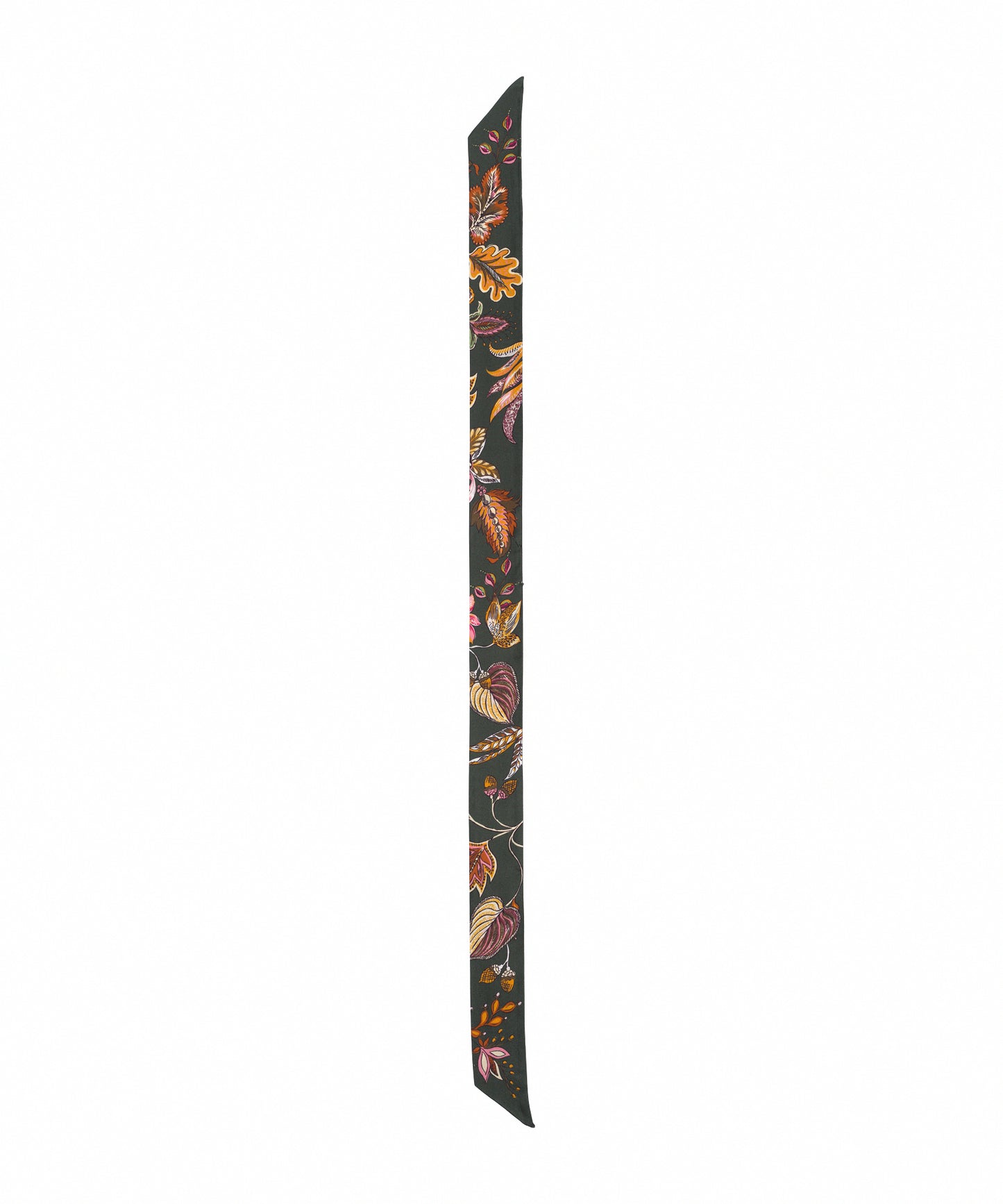 Falling Leaves Ribbon Scarf in color olive