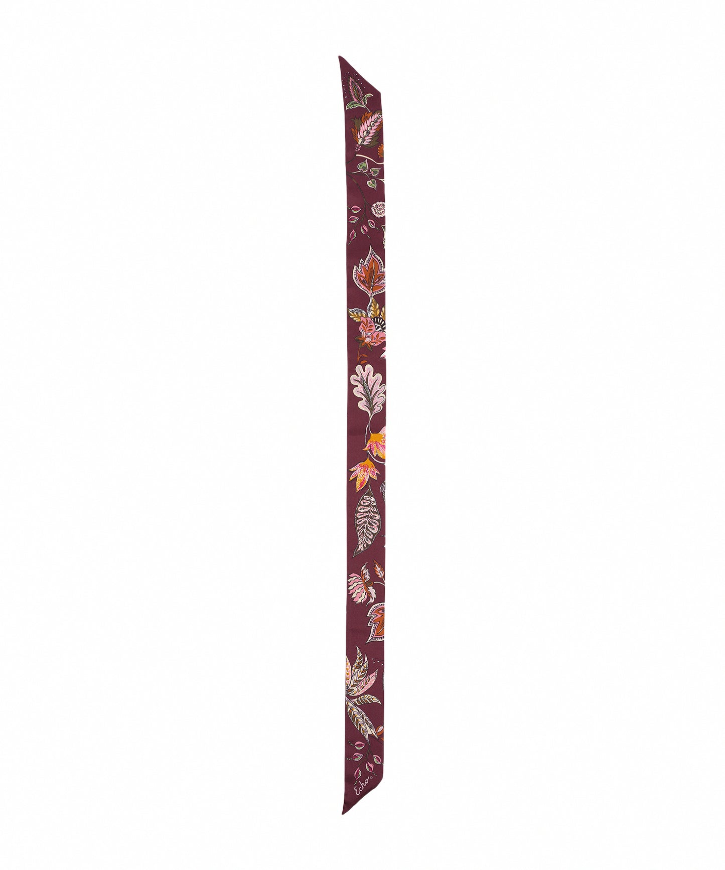 Falling Leaves Ribbon Scarf in color fig
