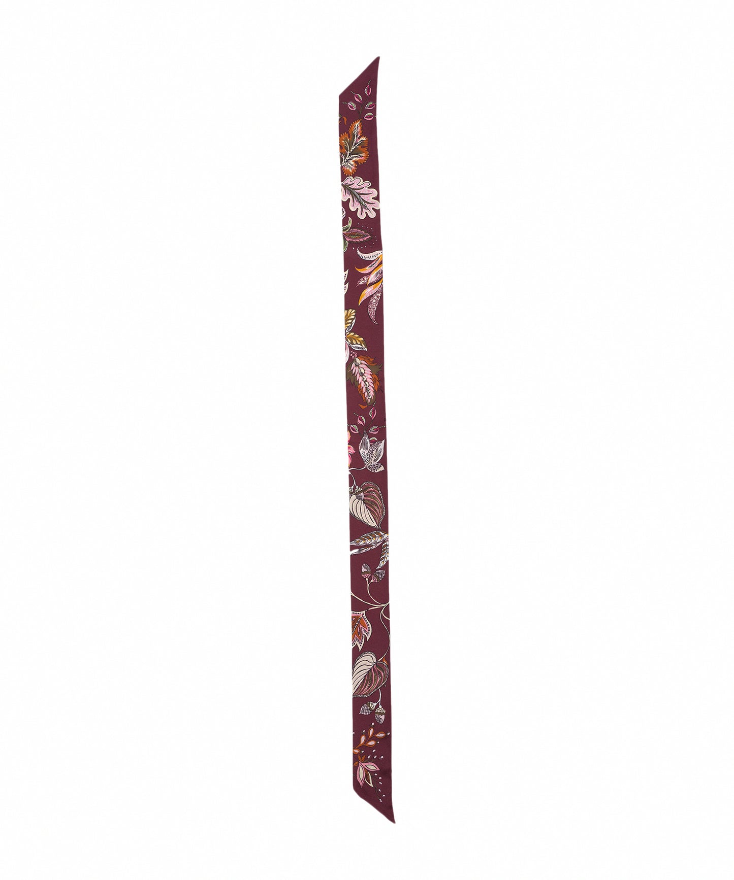Falling Leaves Ribbon Scarf in color fig