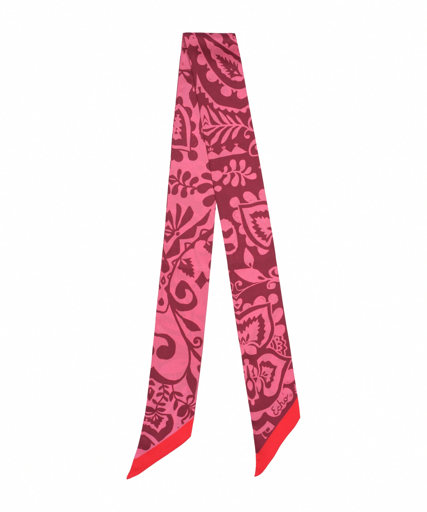 Park Paisley Silk Ribbon Scarf in color fired brick