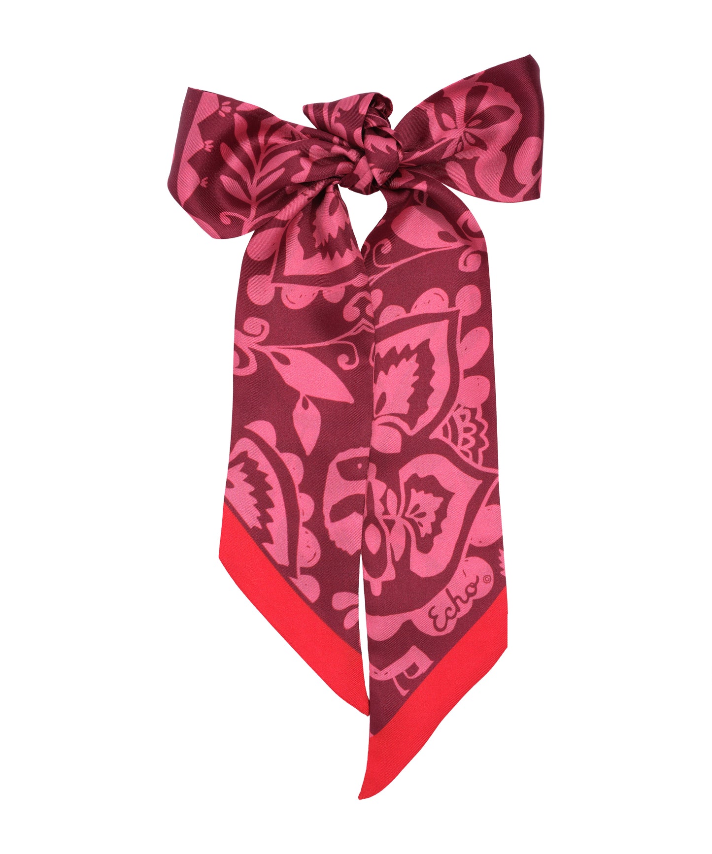 Park Paisley Silk Ribbon Scarf in color fired brick