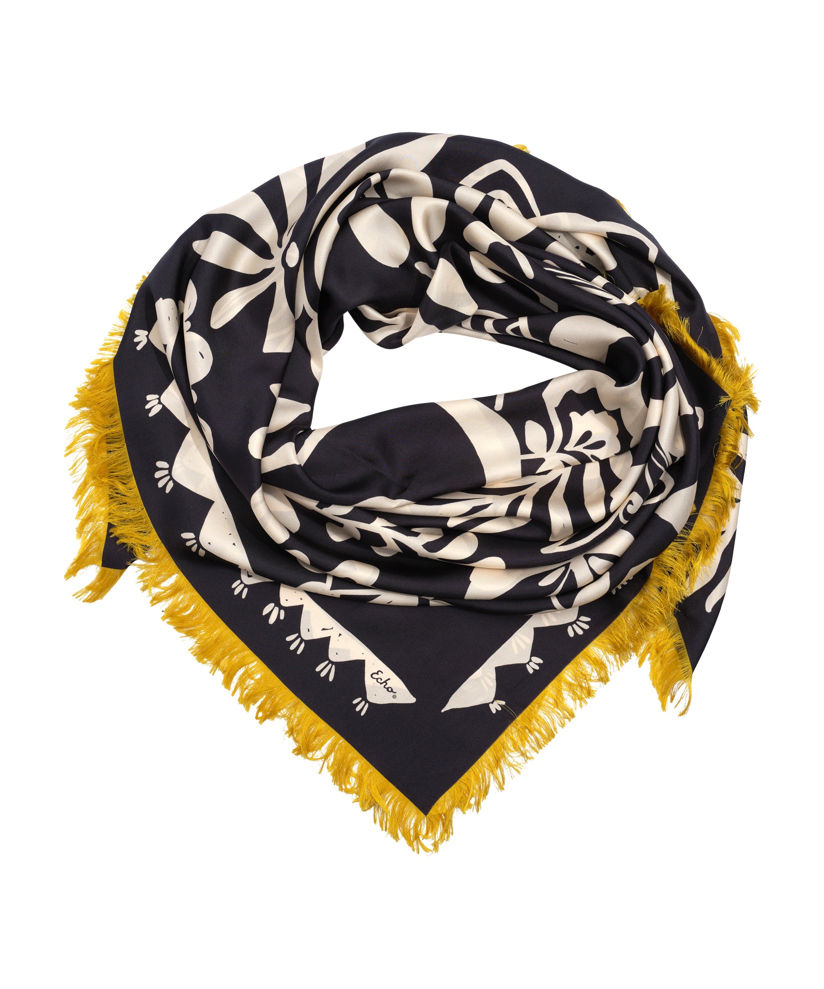 Park Paisley Oversized Silk Square Scarf in color black