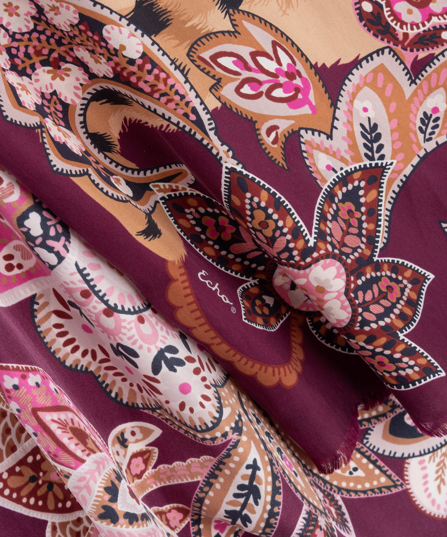 Snow Leopard Silk Wrap in color winter berry