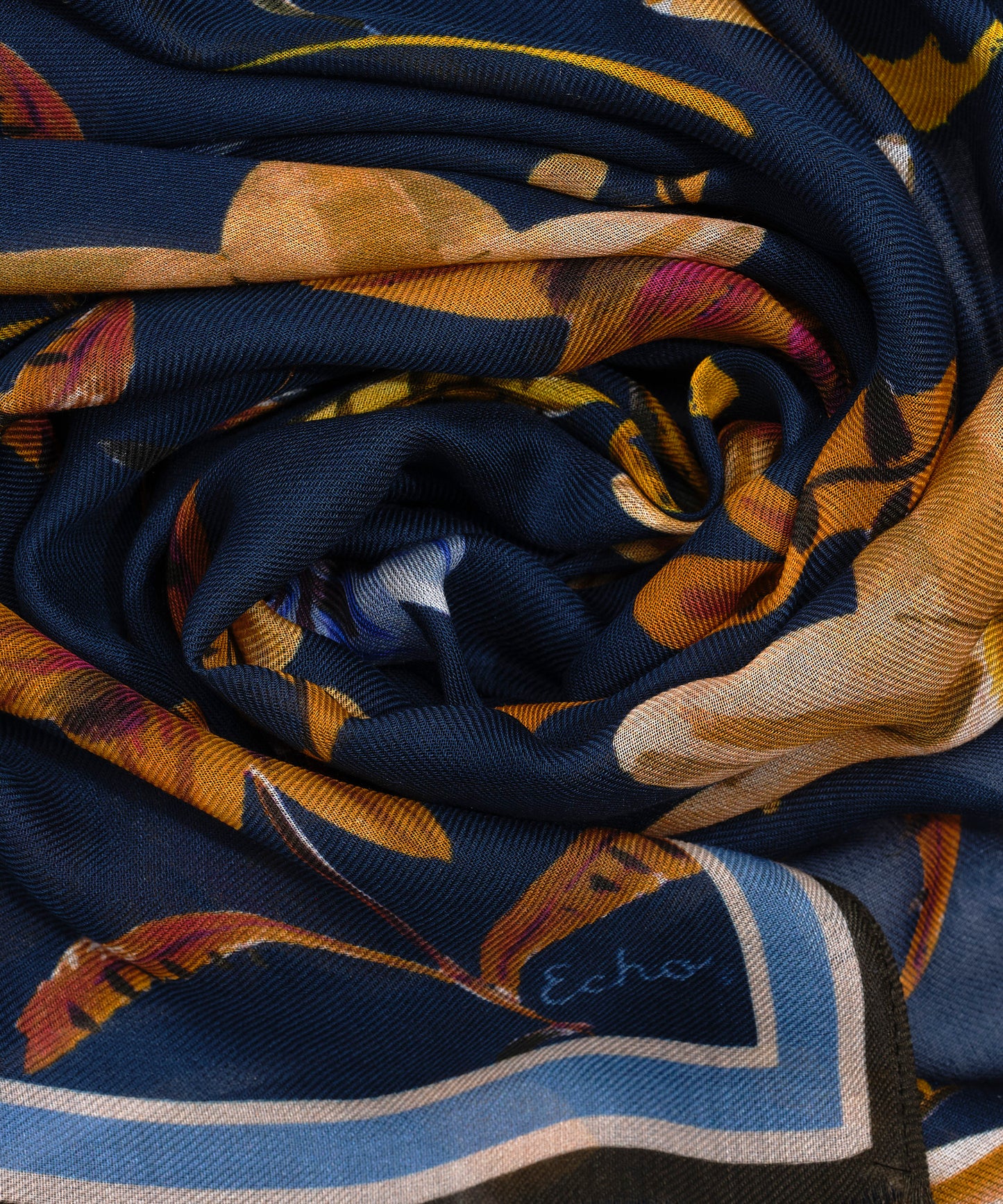 Autumn Floral Wrap in color navy
