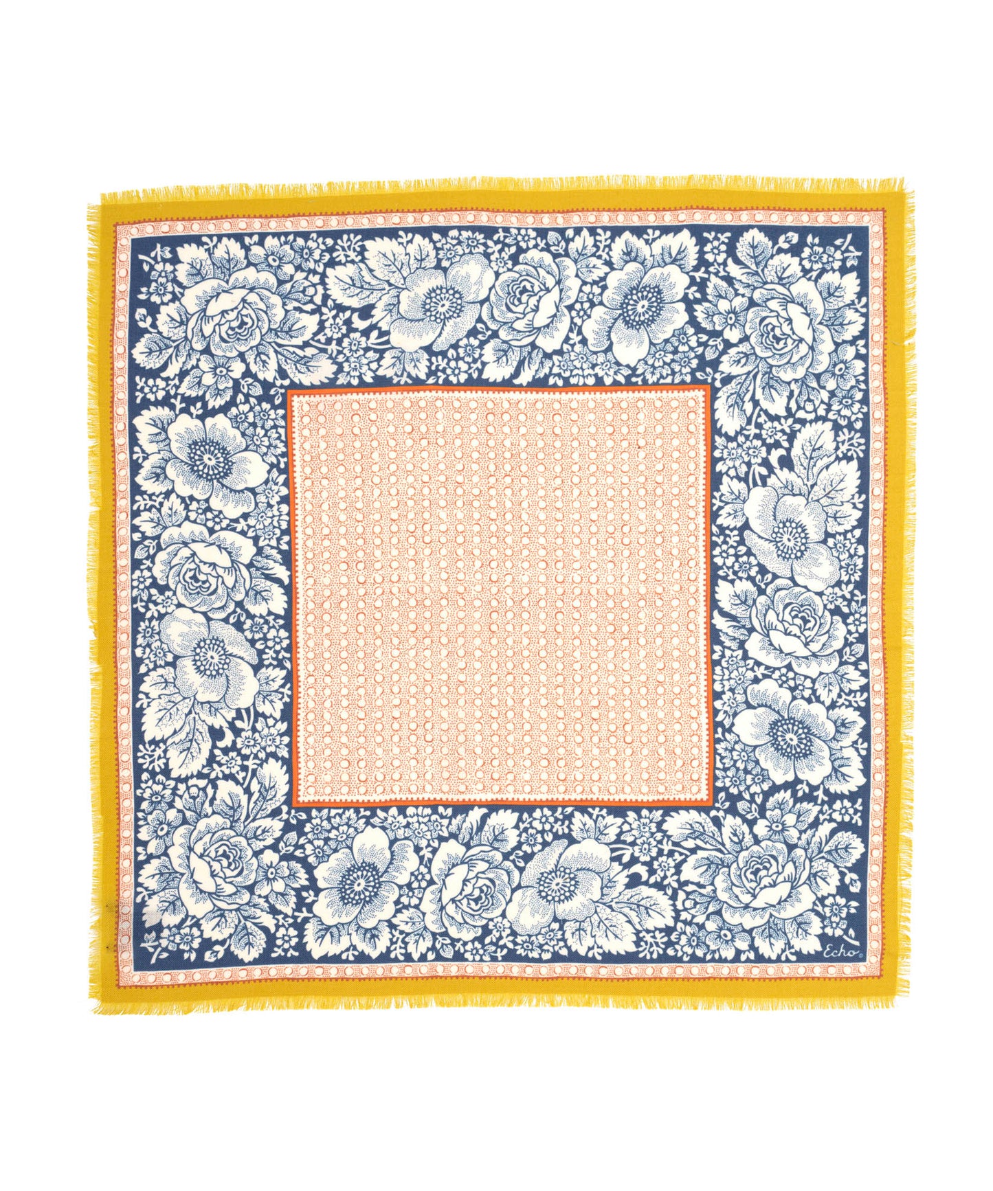 Vintage Floral Dot Wool Bandana in color navy