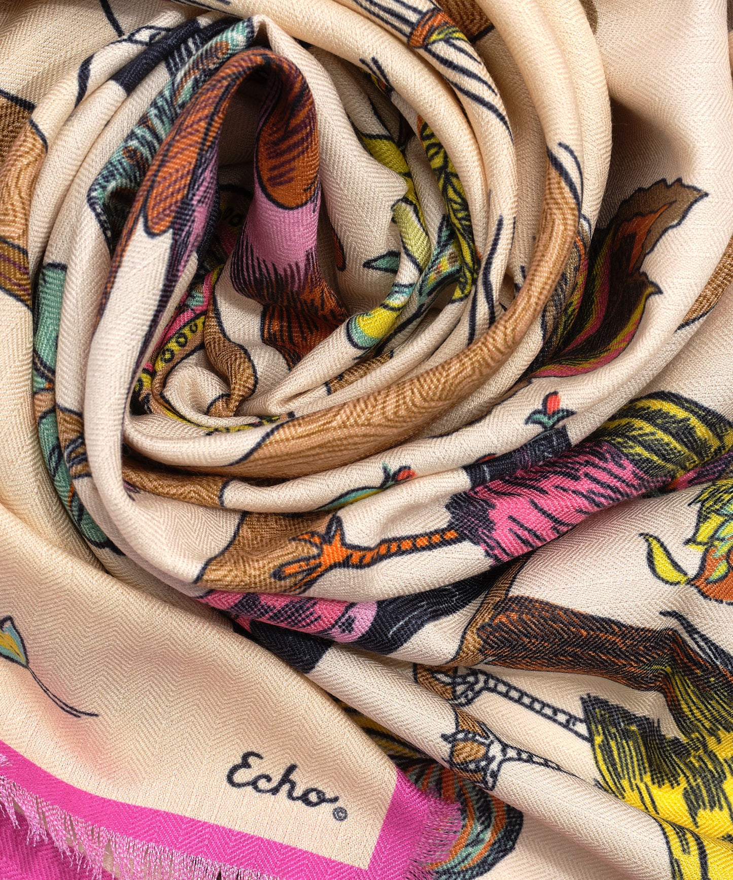Park Visitors Oversized Square Scarf in color cream