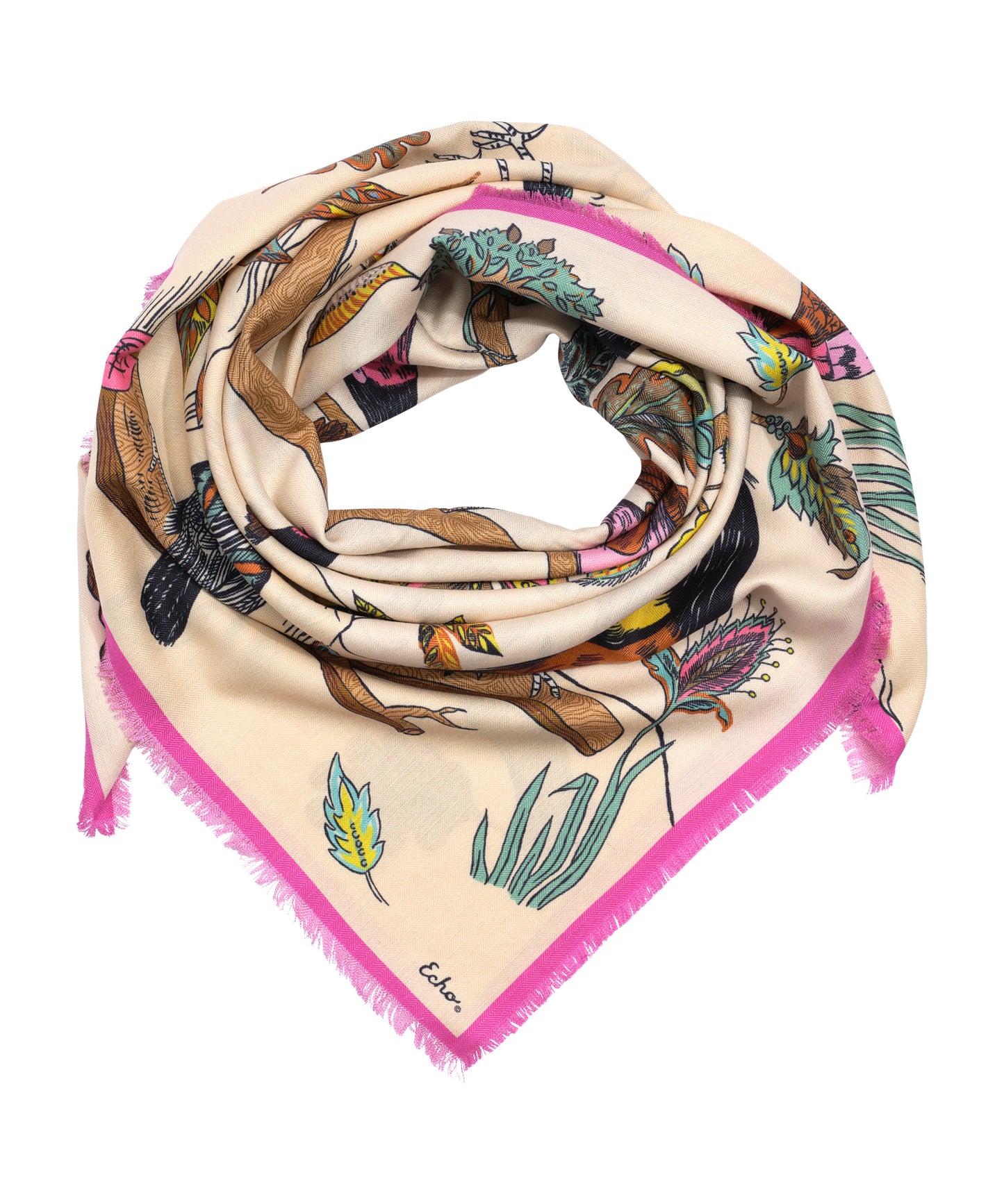 Park Visitors Oversized Square Scarf in color cream