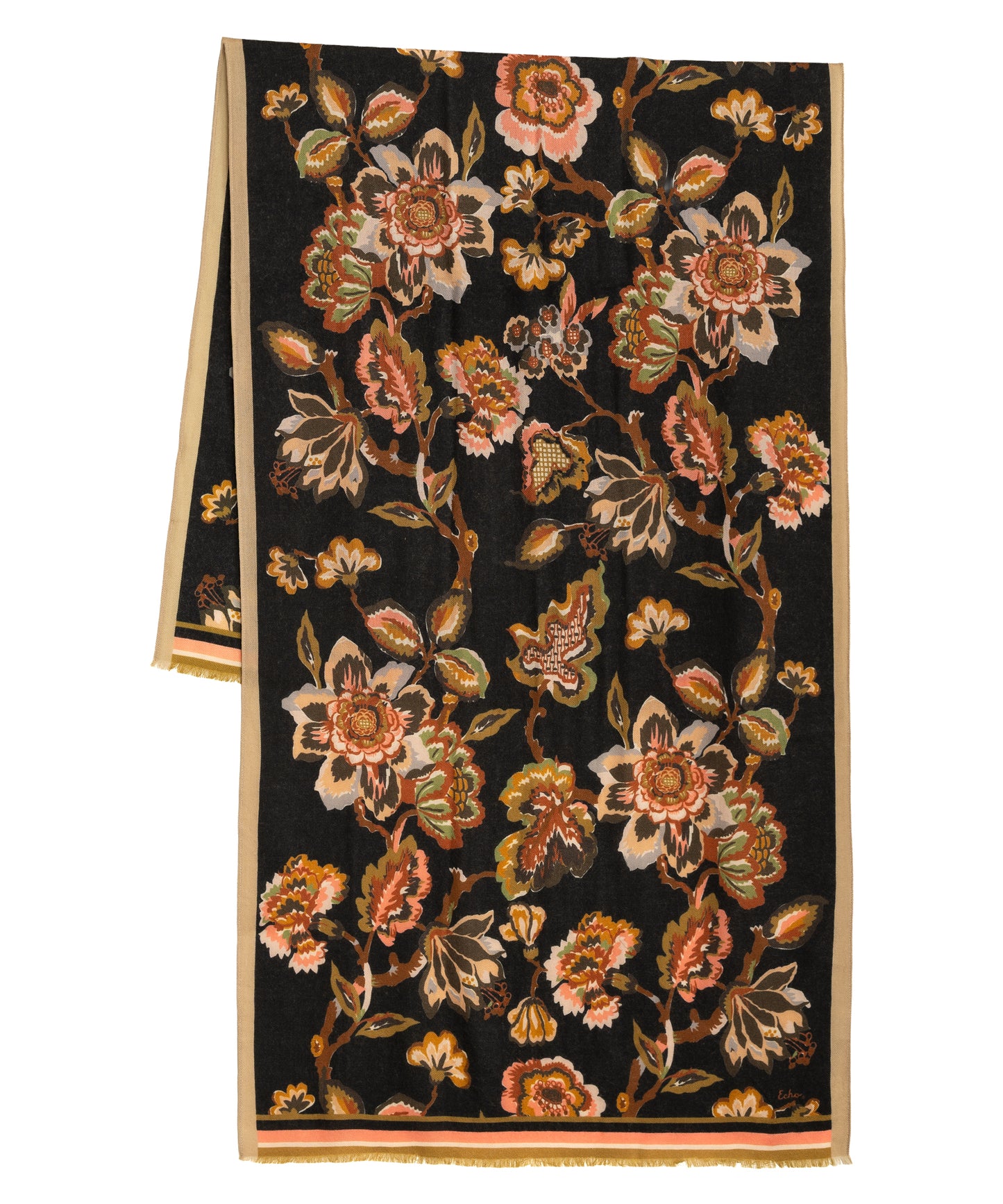Park Floral Wrap in color black