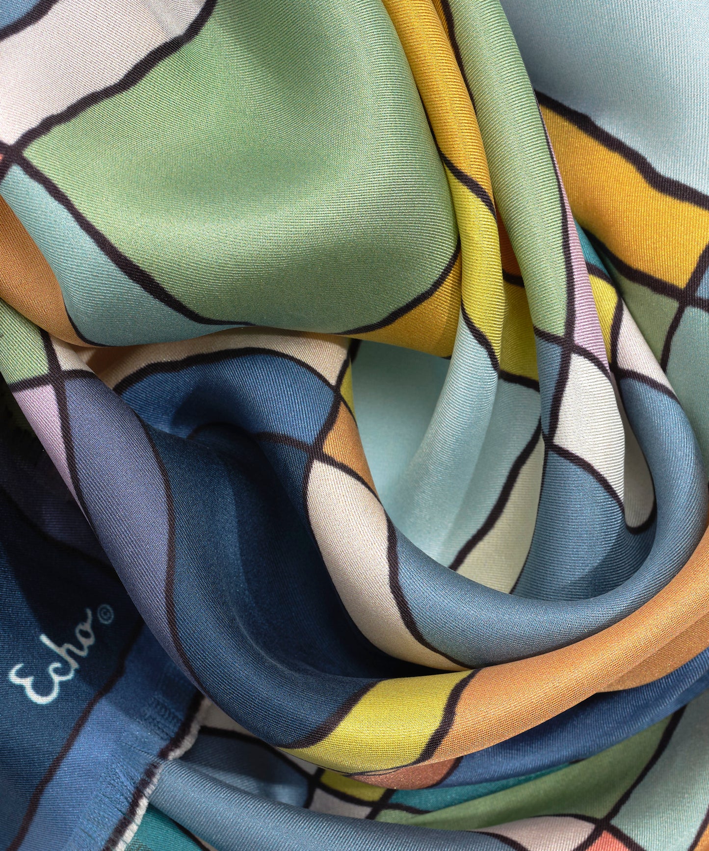 Windowpane 35" Silk Square Scarf in color denim blue
