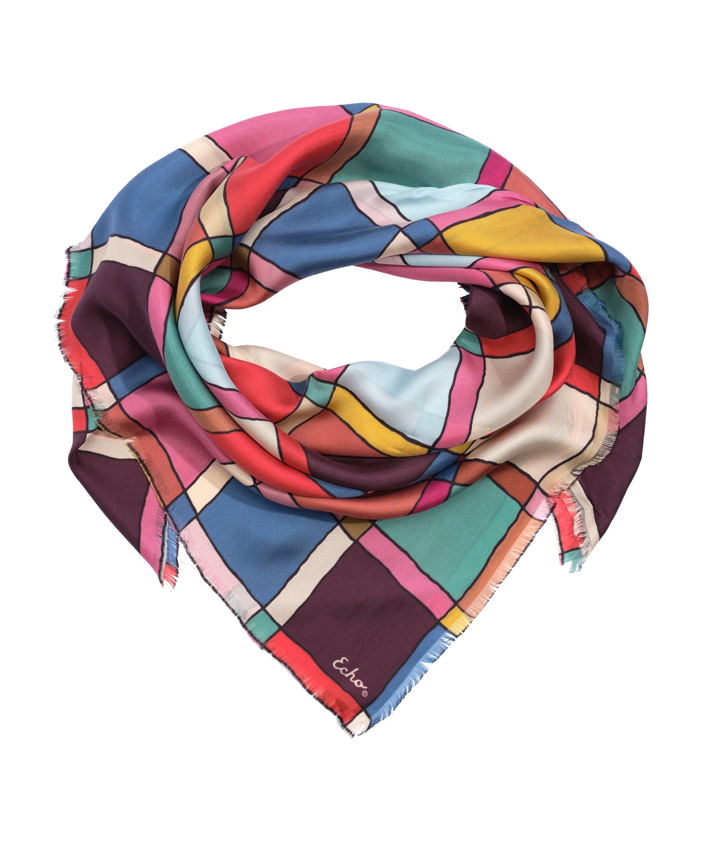 Windowpane 35" Silk Square Scarf in color multi