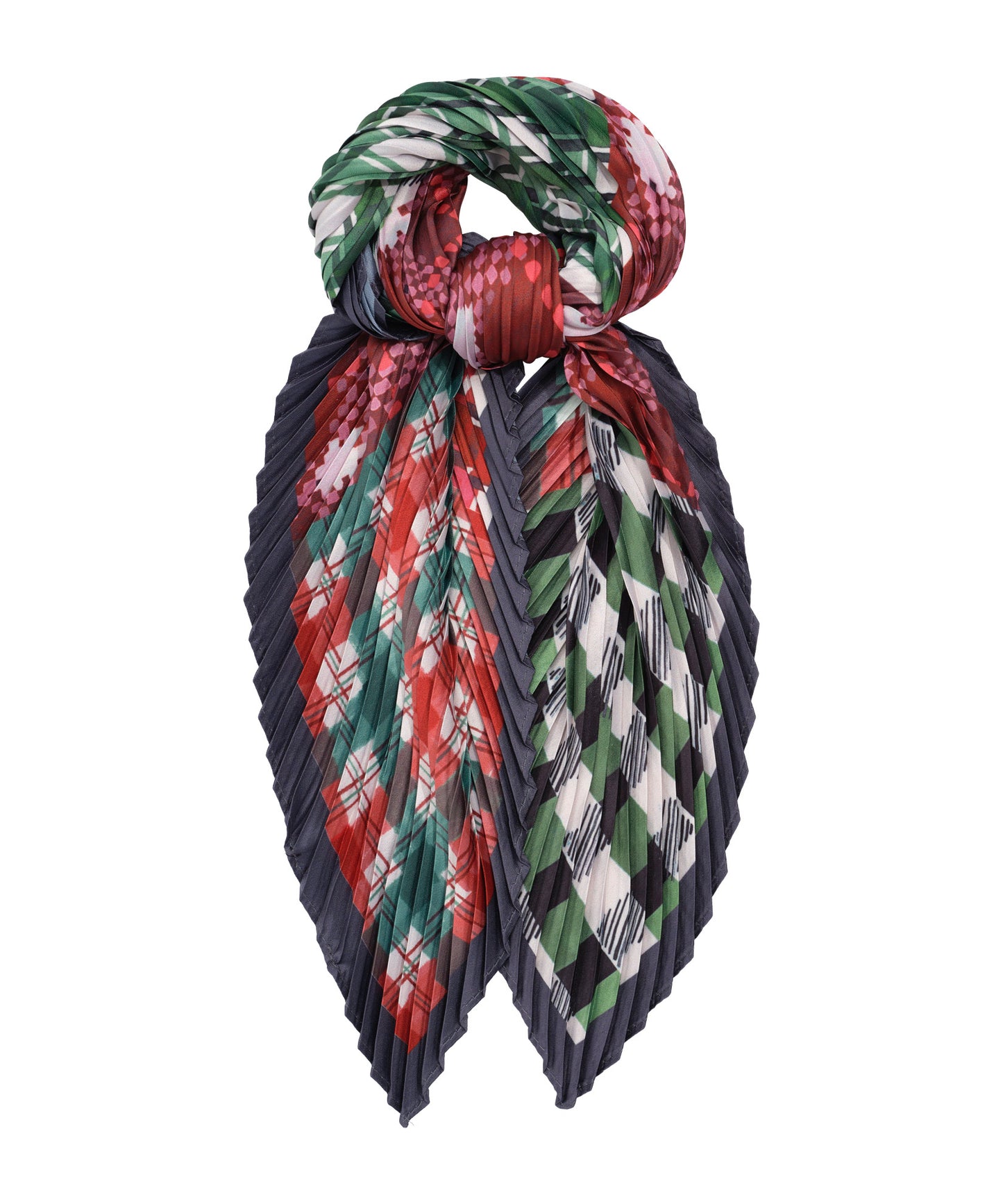 Patch Plaid Pleated Diamond in color red