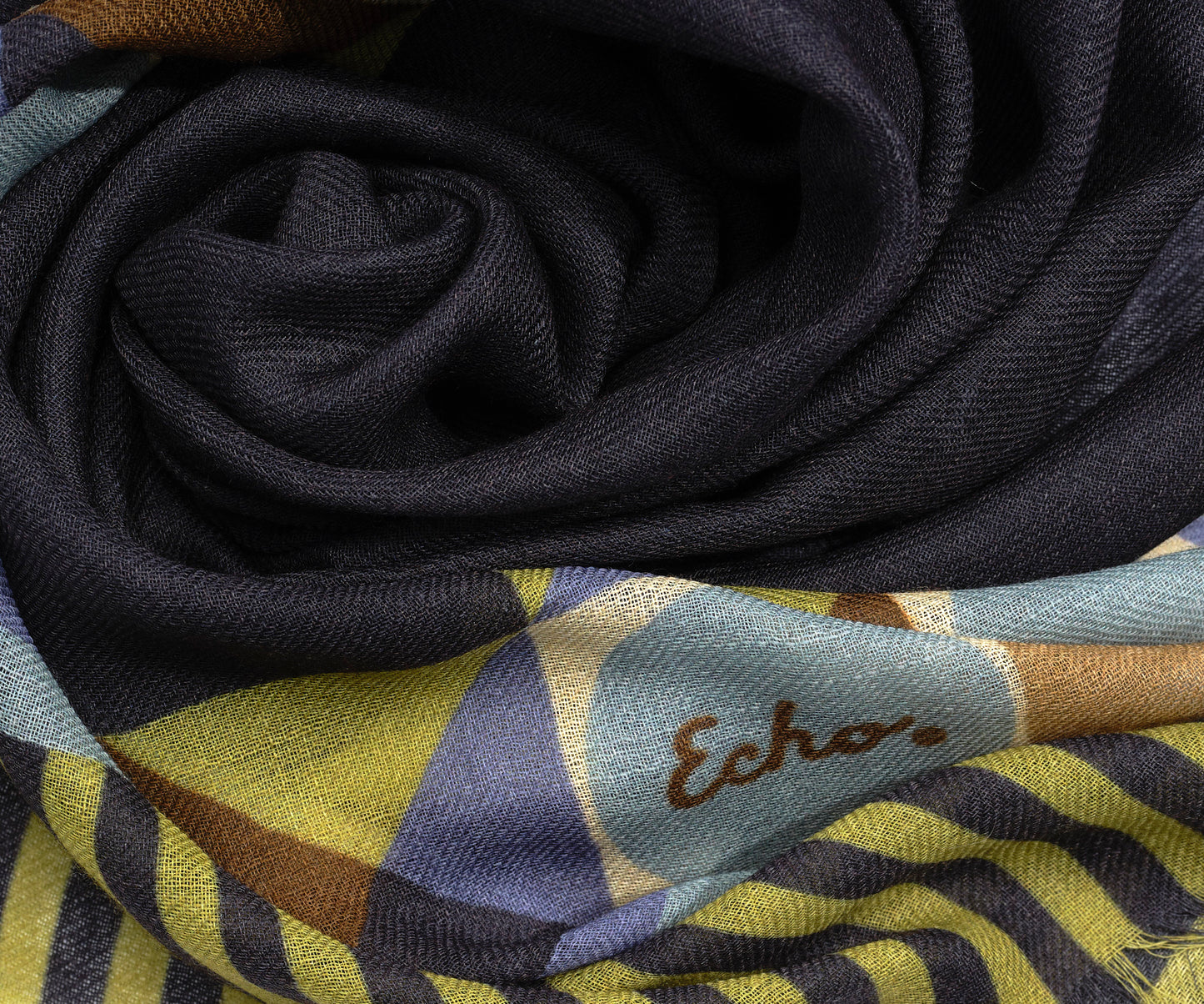 Wool Modernist Geo Wrap in navy