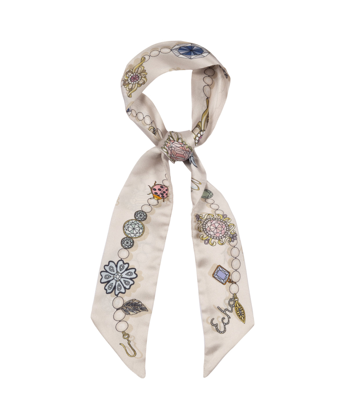 Bejeweled cream silk ribbon