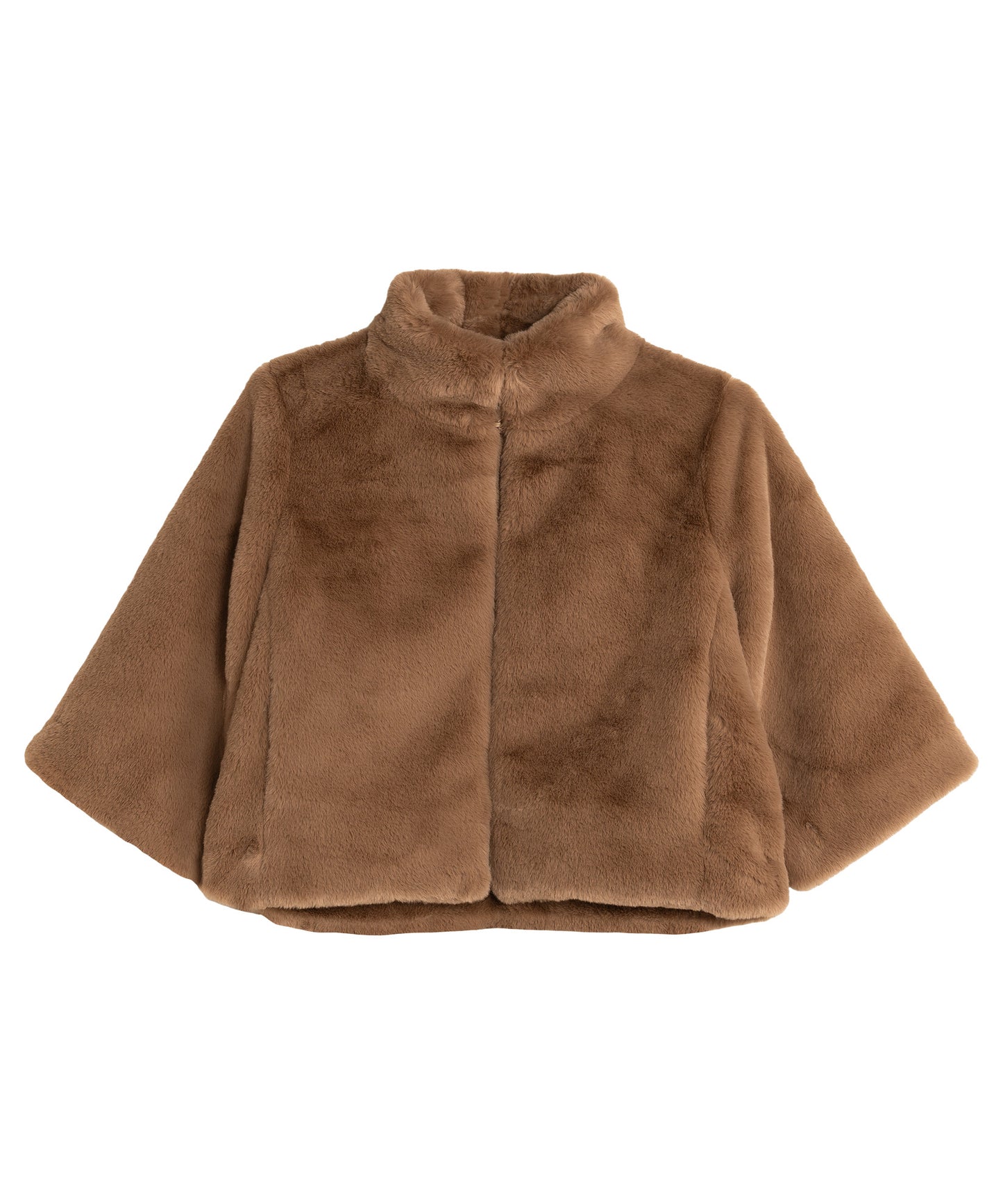 Sheared Mink Faux Fur Jacket in color chai