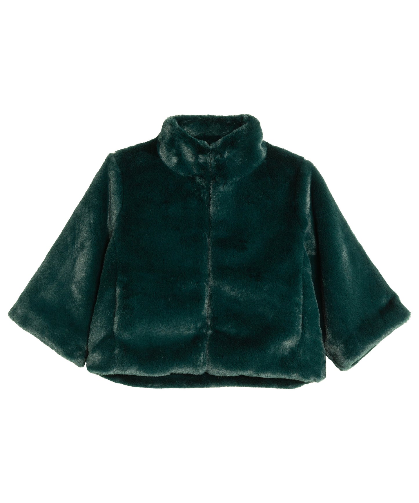 Sheared Mink Faux Fur Jacket in color bottle green
