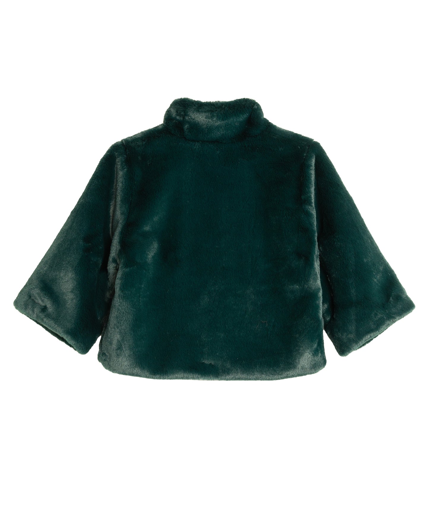 Sheared Mink Faux Fur Jacket in color bottle green