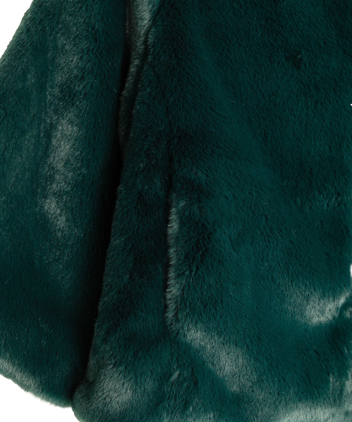 Sheared Mink Faux Fur Jacket in color bottle green