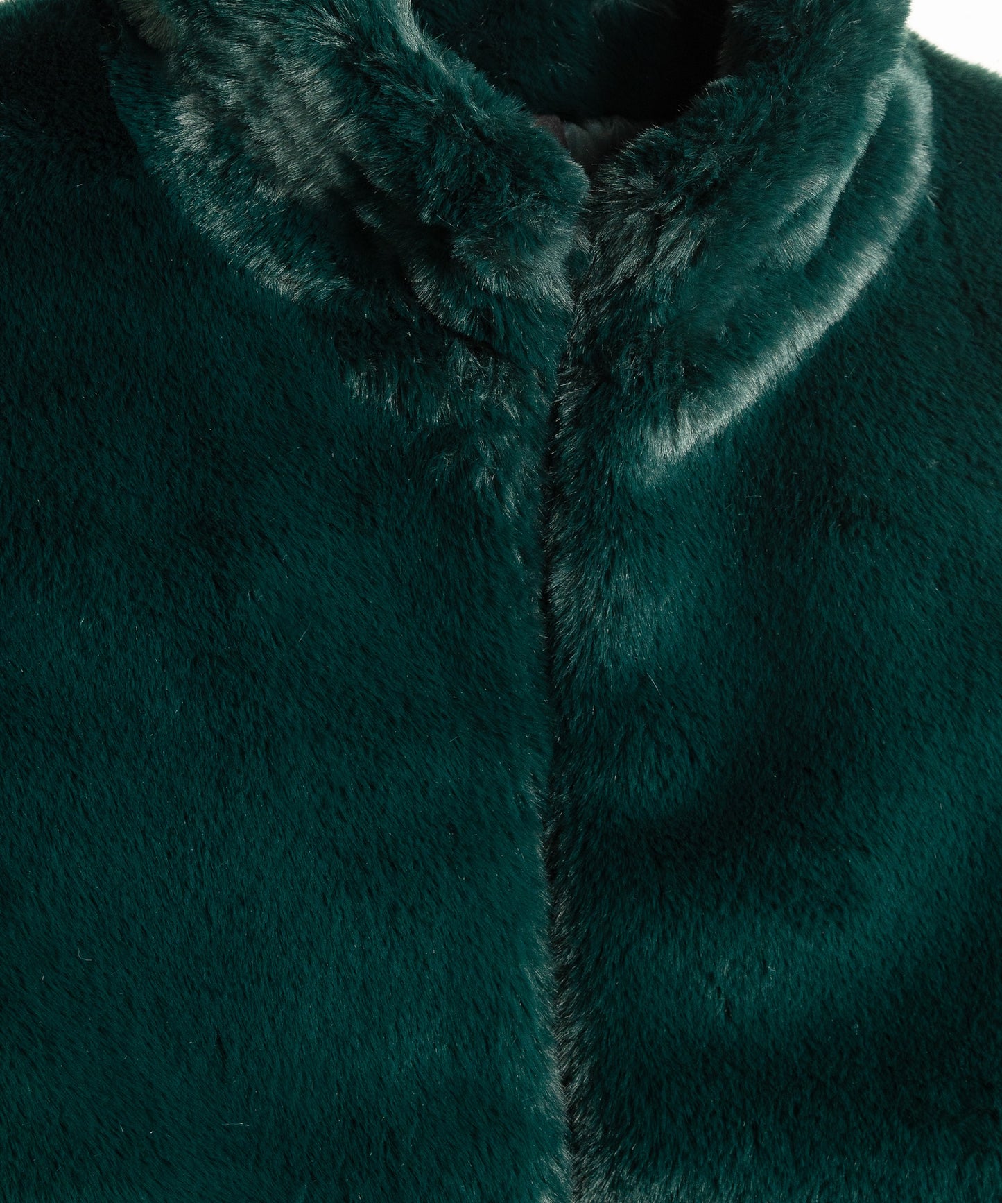 Sheared Mink Faux Fur Jacket in color bottle green
