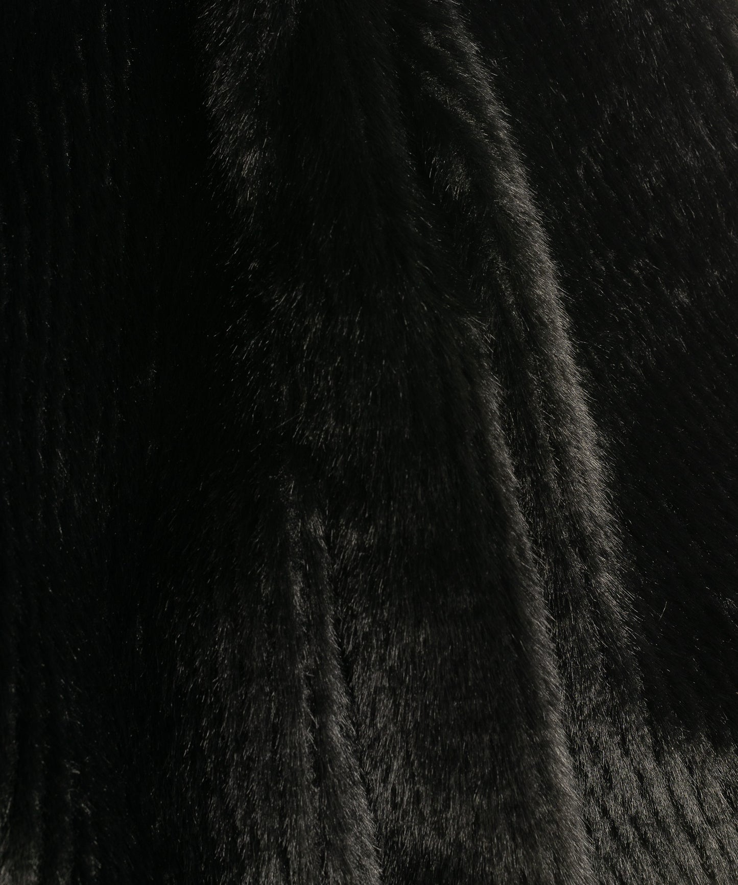 Collarless Fur Jacket With Raglan Sleeves color black