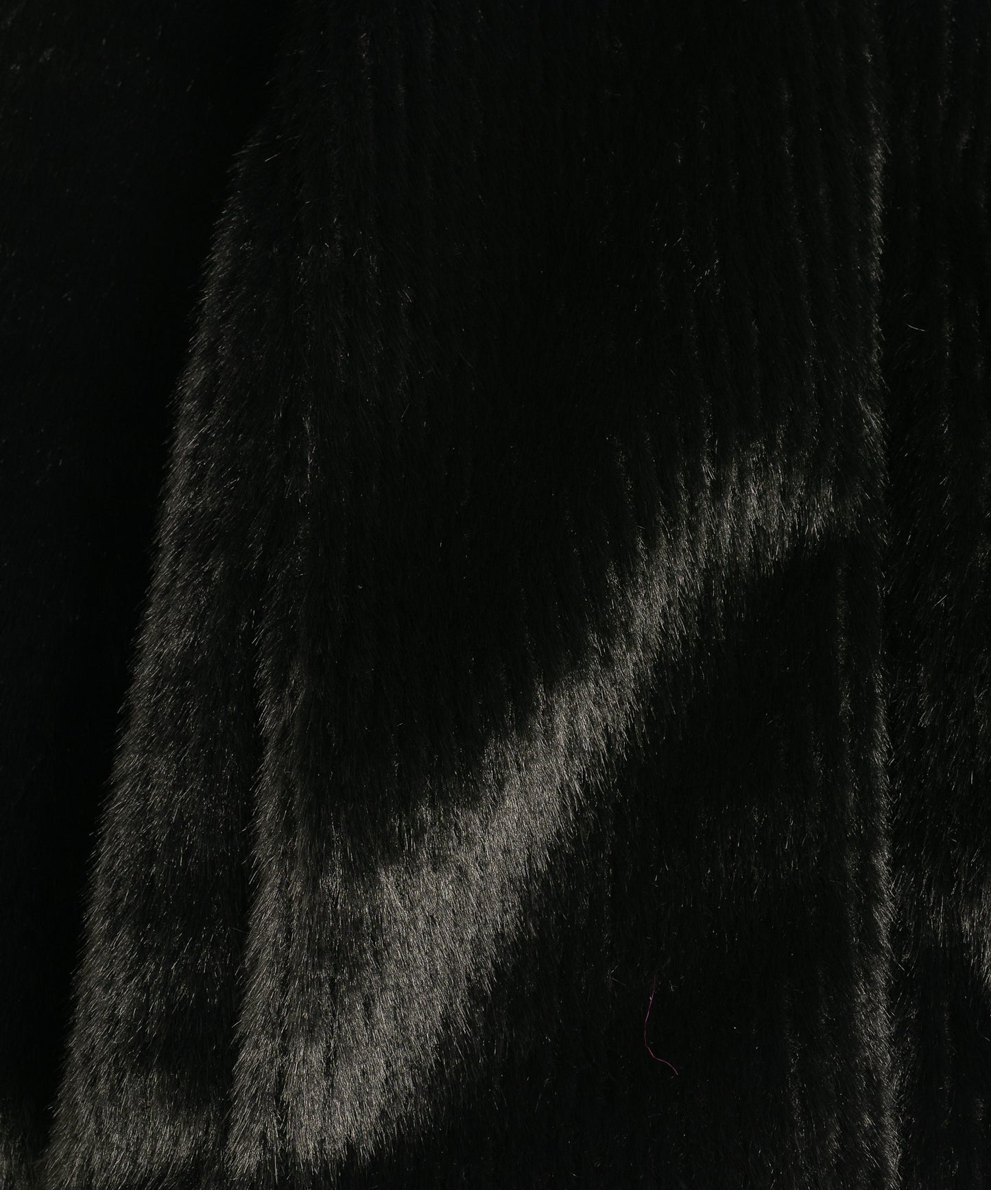 Collarless Fur Jacket With Raglan Sleeves color black