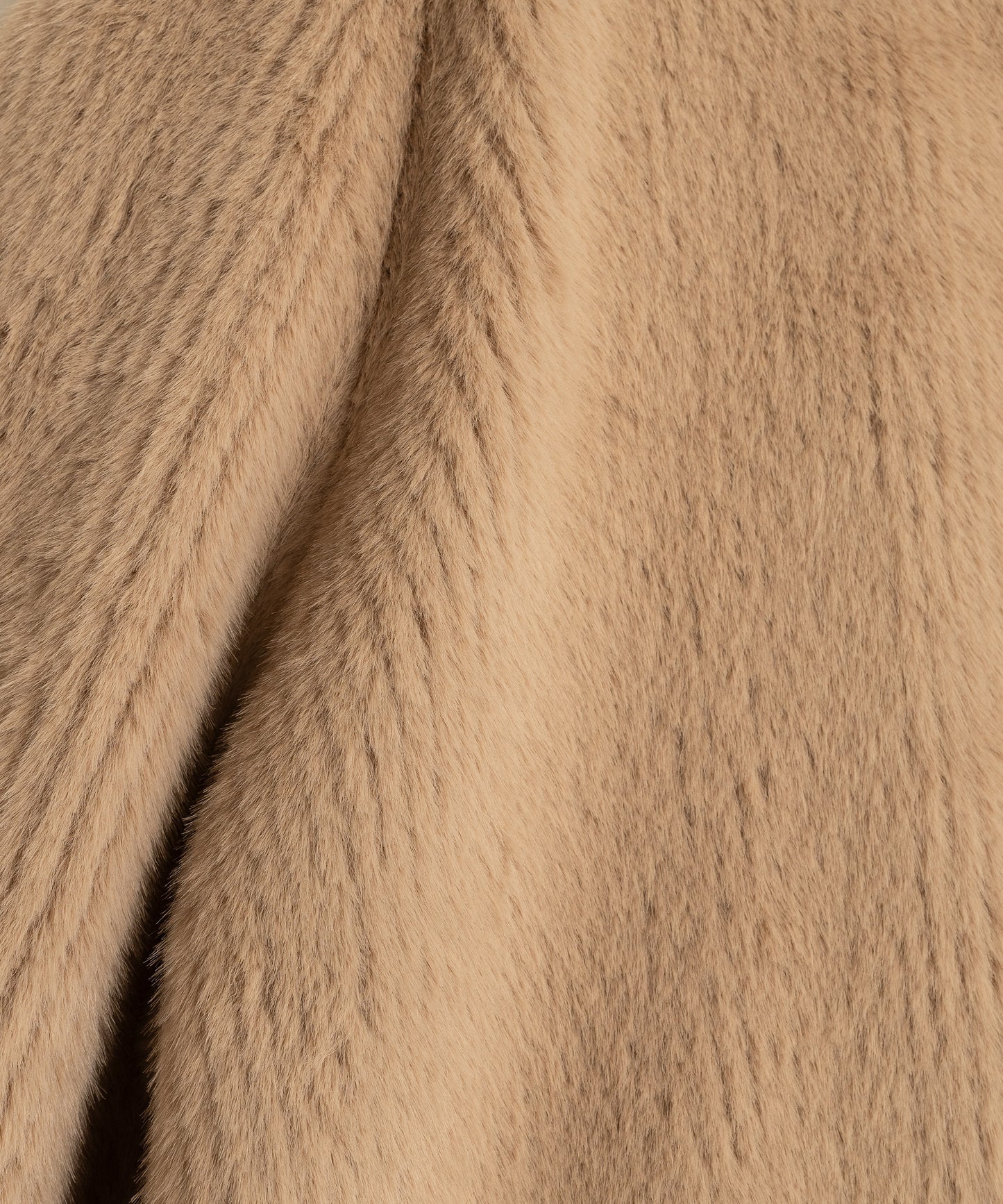 Collarless Fur Jacket With Raglan Sleeves color camel
