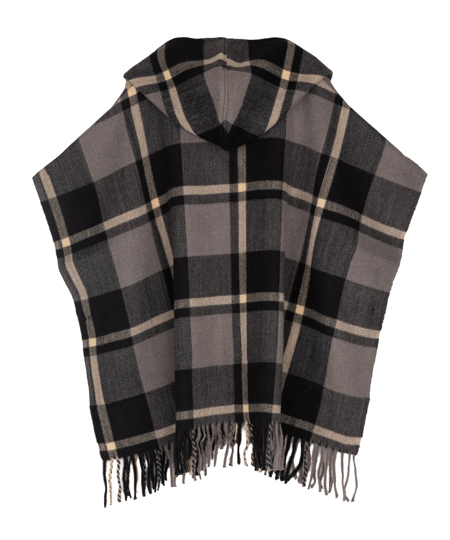 Windowpane Hooded Ruana in color charcoal