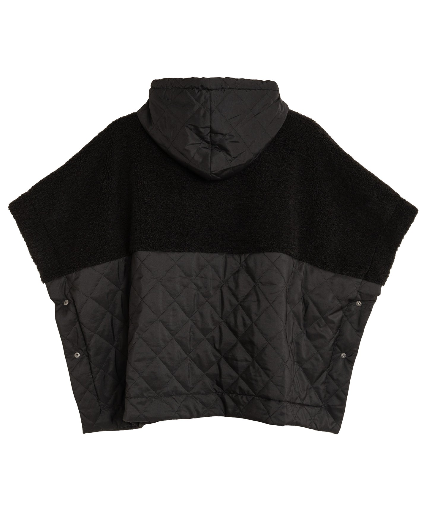 Combo Quilted Hooded Poncho in color black