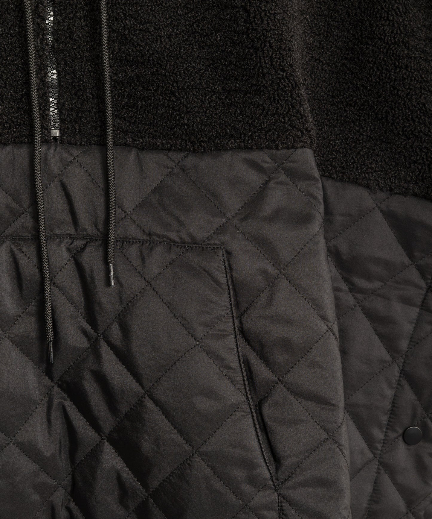 Combo Quilted Hooded Poncho in color black