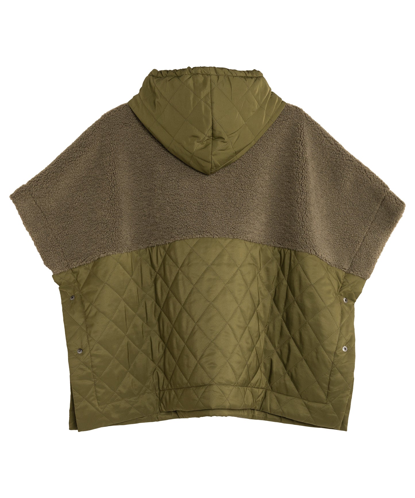 Combo Quilted Hooded Poncho in color olive