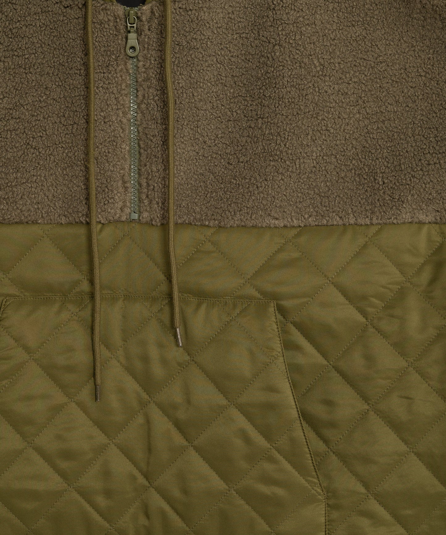 Combo Quilted Hooded Poncho in color olive