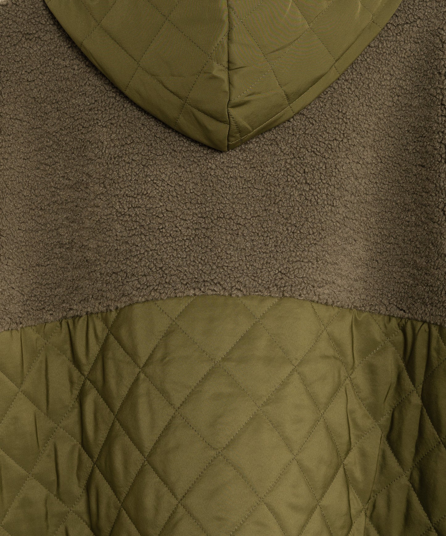 Combo Quilted Hooded Poncho in color olive