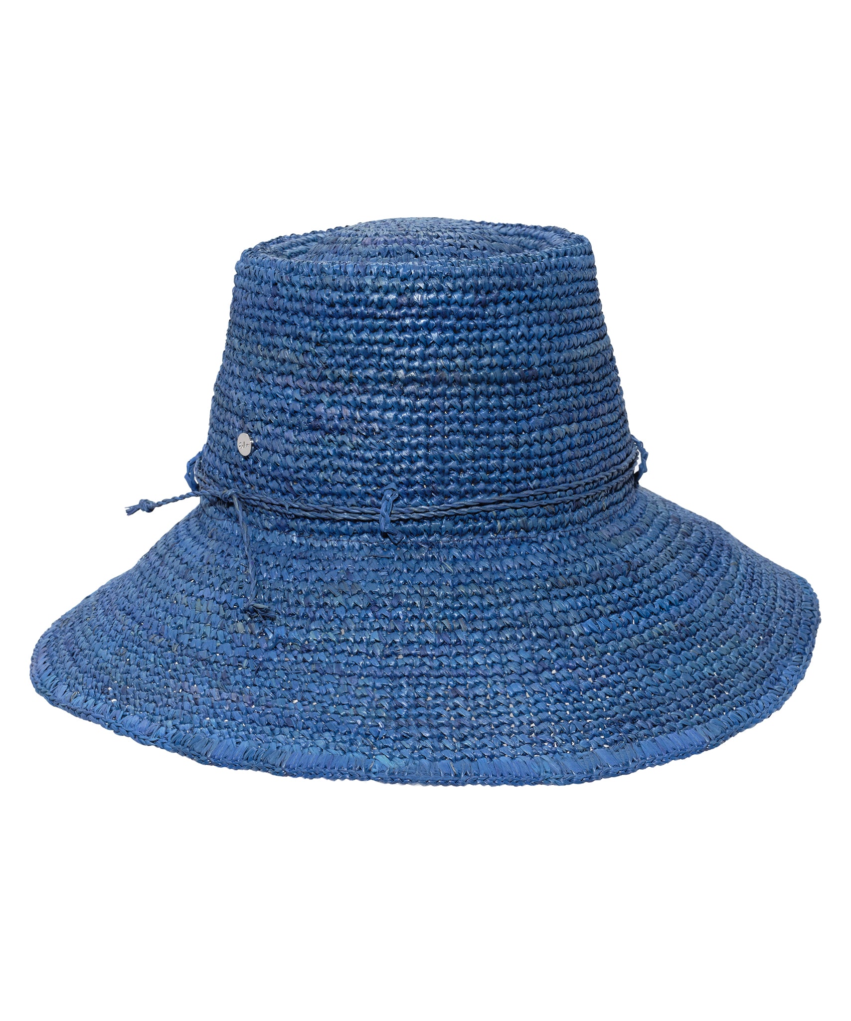 Raffia Packable Bucket Hat in color Deep Water Blue
