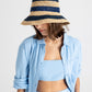 Tropic Stripe Hat in color Sea Blue on model