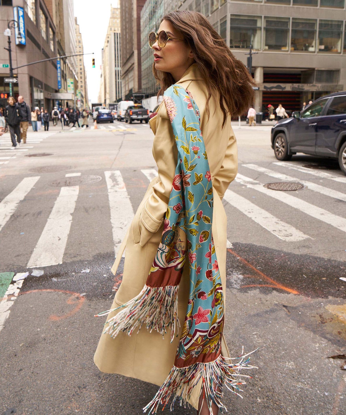 Park Stroll Silk Oblong Scarf in color chestnut