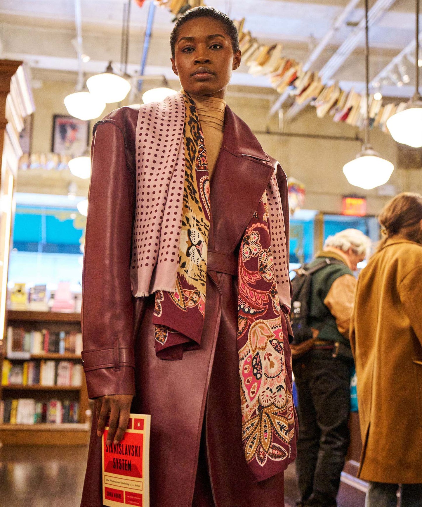Snow Leopard Silk Wrap in color winter berry