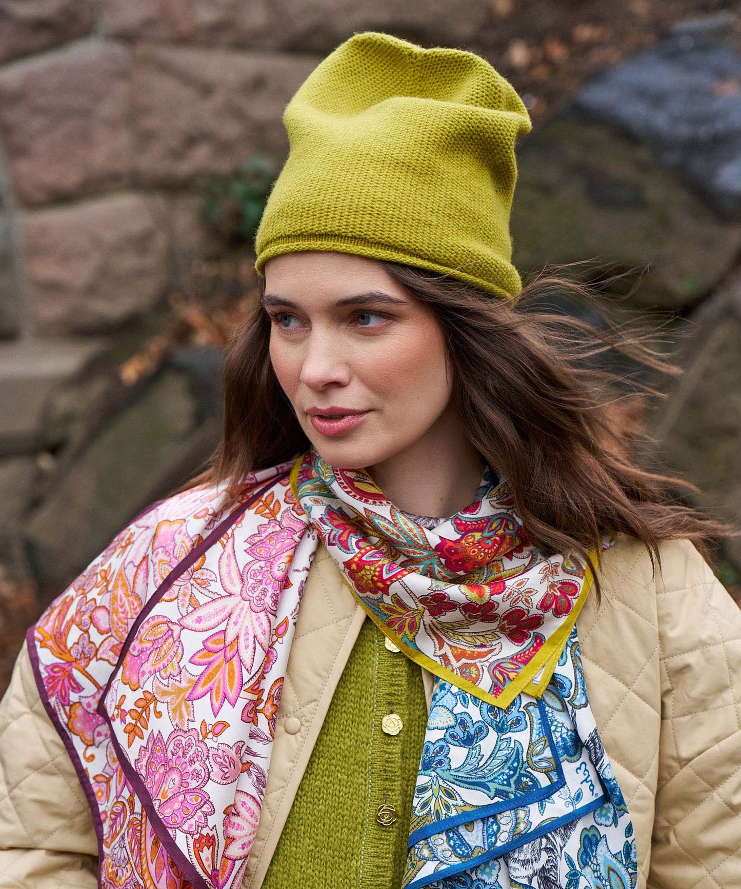 Flaco Silk Bandana in color citron