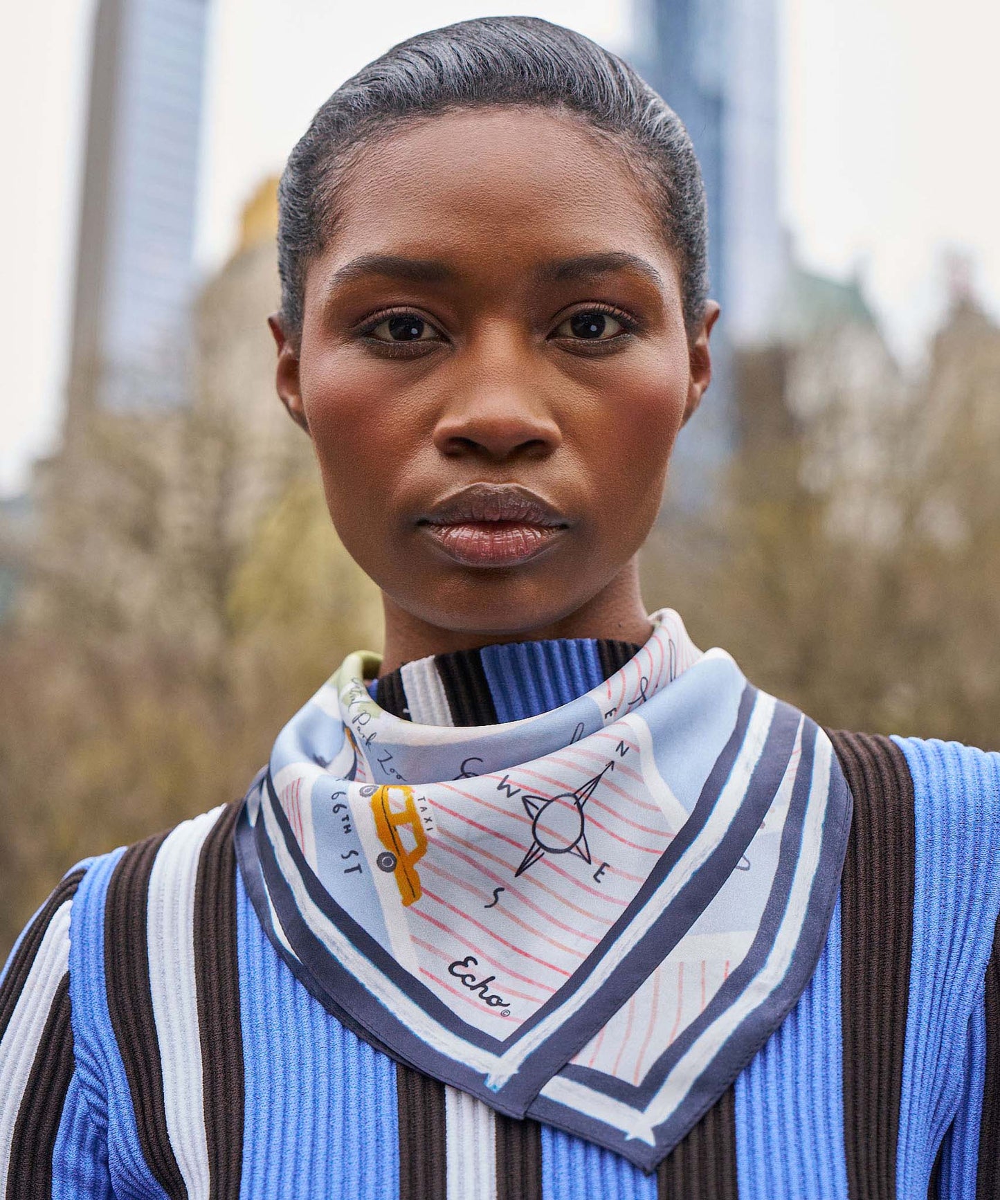 Central Park Silk Bandana in color french blue
